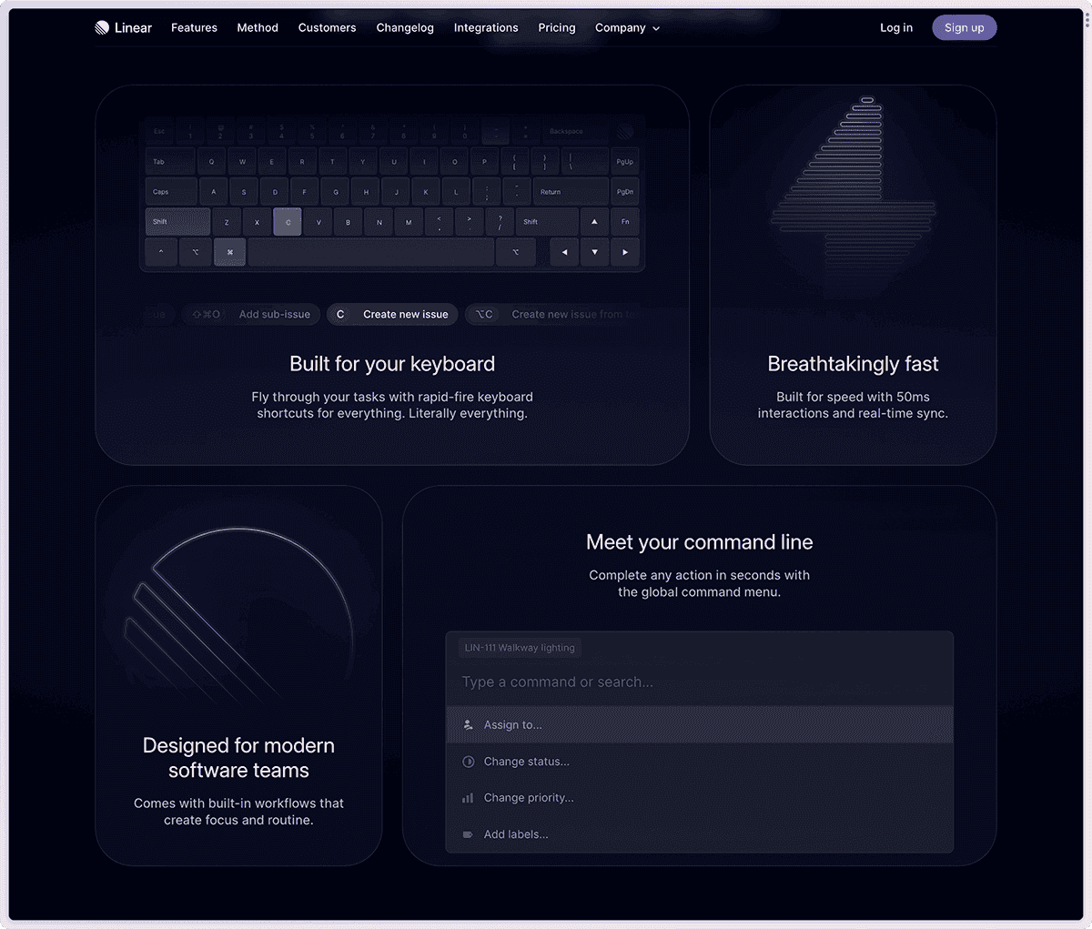 Linear's Feature Grid Section