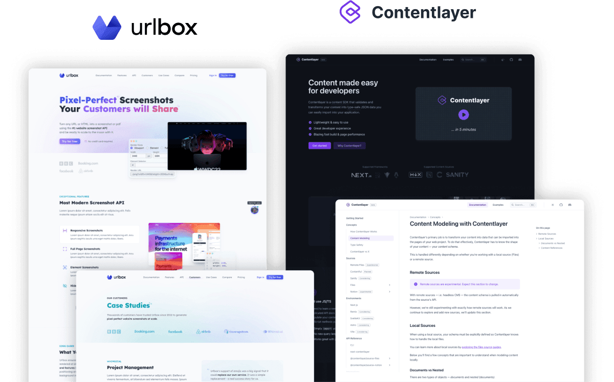 Urlbox & Contentlayer Websites